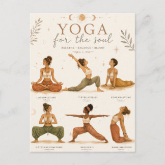 Boho Yoga Frauen Aquarell Design mit Yoga Posen Postkarte