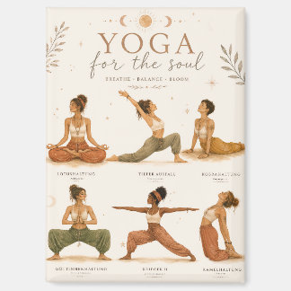 Boho Yoga Magnet mit Yoga Posen - Sanskrit- Frauen