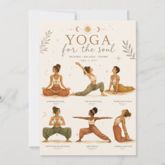 Boho Yoga Poster im Aquarellstil - Yoga- Posen Feiertagskarte
