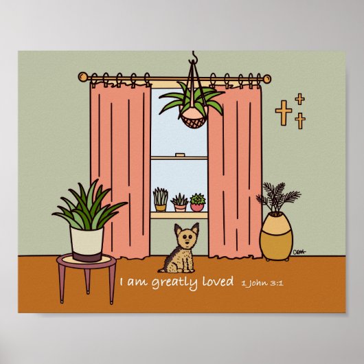 Boho Yorkie Digital Art Print 1 John 3:1 Poster (Vorne)