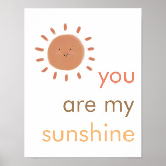 Boho "You are my sunshine" Smiley Sun Poster