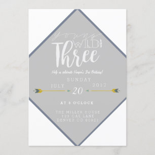 Boho Young Wild & Three   3. Geburtstag Party Einladung