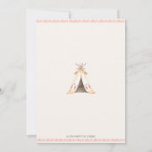 Boho Young Wild und Three 3. Birthday Party Girl Einladung (Rückseite)