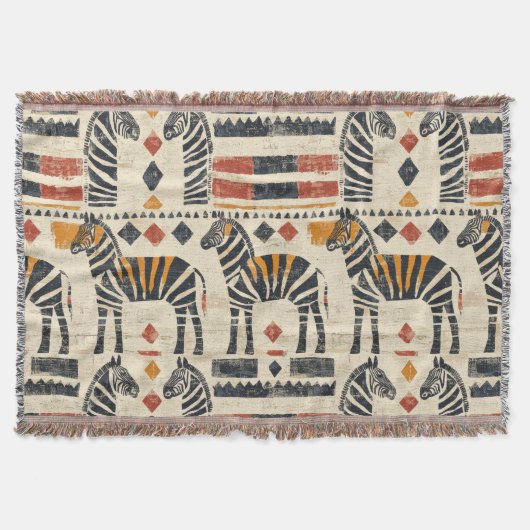 Boho-Zebra-Stammes-Safari-Muster Decke (Vorderseite)