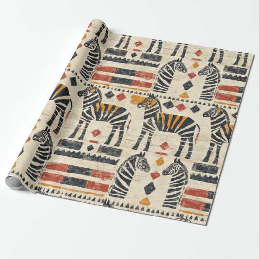 Boho-Zebra-Tribal-Safari-Muster Geschenkpapier (Ungerollt)
