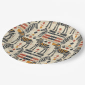 Boho-Zebra-Tribal-Safari-Muster Pappteller (Schrägansicht)