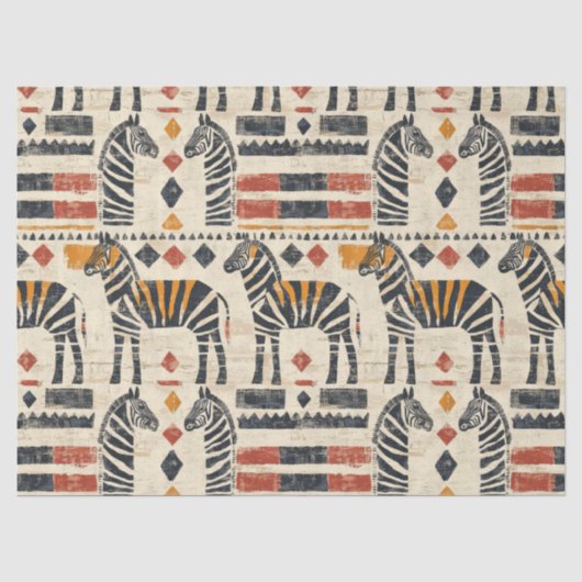 Boho-Zebra-Tribal-Safari-Muster Seidenpapier (Vorderseite)