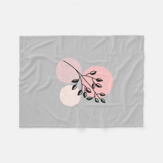 Boho Zen Botanical On Pink & Lilac Circles Fleecedecke (Vorderseite (Horizontal))