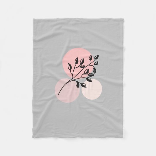 Boho Zen Botanical On Pink & Lilac Circles Fleecedecke (Vorderseite)