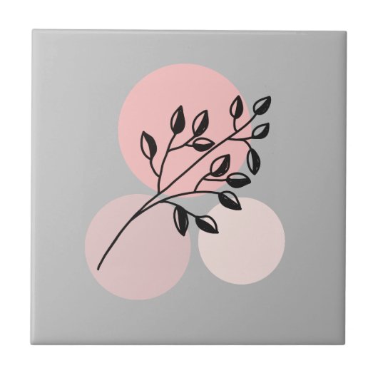 Boho Zen Botanical On Pink & Lilac Circles Fliese (Vorderseite)