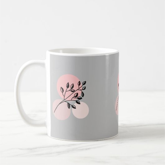 Boho Zen Botanical On Pink & Lilac Circles Kaffeetasse (Links)