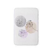 Boho Zen Dandelion Blume auf blauen, rosa Zirkeln Badematte (Vorderseite Vertikal)