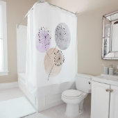 Boho Zen Dandelion Blume auf blauen, rosa Zirkeln Duschvorhang (Beispiel)