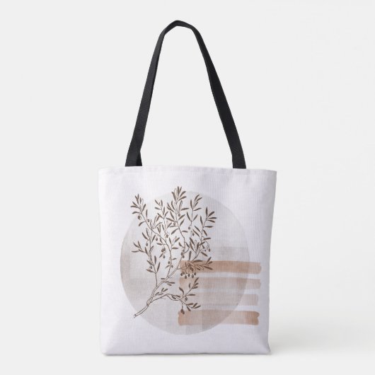 Boho Zen Foliage on Circle Botanical Tasche (Rückseite)