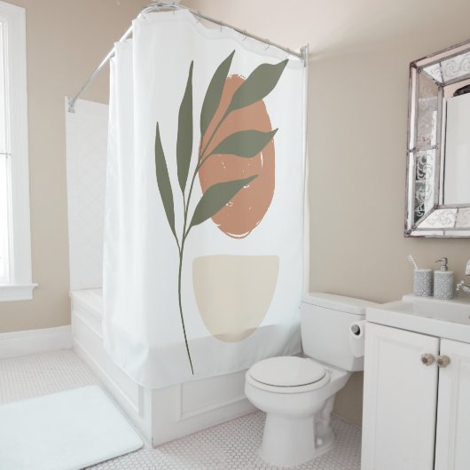 Boho Zen Minimalistisch Botanical Duschvorhang (Beispiel)