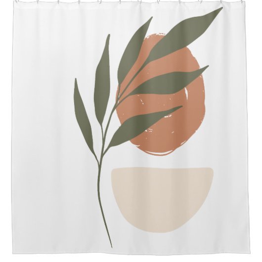 Boho Zen Minimalistisch Botanical Duschvorhang (Vorderseite)
