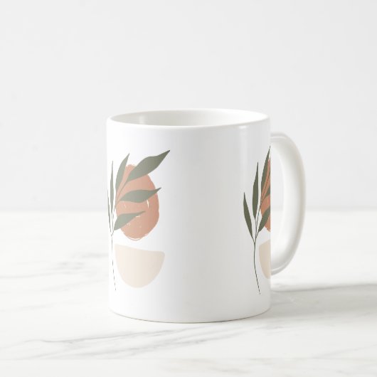 Boho Zen Minimalistisch Botanical Kaffeetasse (VorderseiteRechts)
