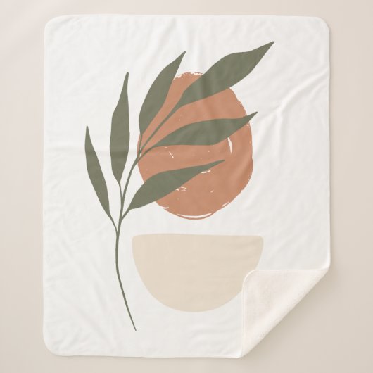 Boho Zen Minimalistisch Botanical Sherpadecke (Vorderseite)