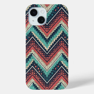 Boho Zickzack Pattern Aquamarin, Coral und Cream Case-Mate iPhone Hülle