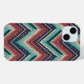 Boho Zickzack Pattern | Aquamarin, Coral und Cream Case-Mate iPhone Hülle (Rückseite (Horizontal))