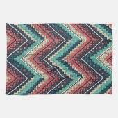 Boho Zickzack Pattern | Aquamarin, Coral und Cream Geschirrtuch (Horizontal)