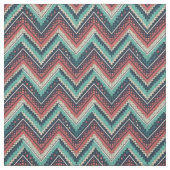 Boho Zickzack Pattern | Aquamarin, Coral und Cream Stoff (Muster)