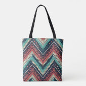 Boho Zickzack Pattern | Aquamarin, Coral und Cream Tasche (Rückseite)