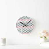 Boho Zickzack Runde Wanduhr (Zuhause)