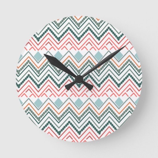 Boho Zickzack Runde Wanduhr (Vorderseite)