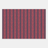 Boho Zickzack Strip in Red and Navy Weihnachten Geschenkpapier Set (Vorderseite)