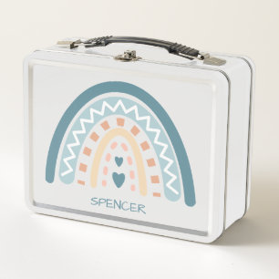 Boho Zickzack und Herzen Regenbogen Metall Lunchbo Brotdose