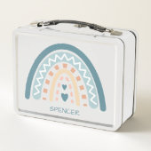 Boho Zig Zag und Hearts Rainbow Metal Lunch Box (Rückseite)