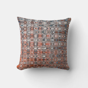 Boho Zigzag Millefiori Orange Navy Abstrakt Kissen