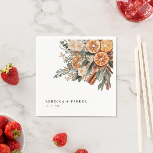 Boho Zimon Winter botanische Hochzeit Brauch Serviette (Beispiel)