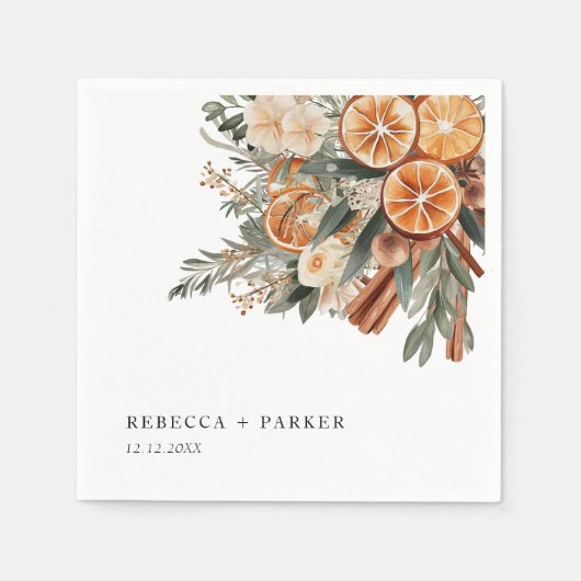 Boho Zimon Winter botanische Hochzeit Brauch Serviette (Vorderseite)