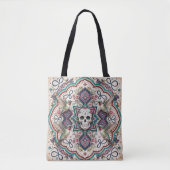 Boho Zucker-Schädel-Volks kunst Tasche (Vorderseite)