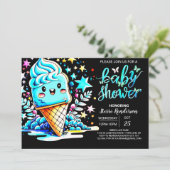 Boho Zuckerguss Ice Cream Boy Baby Dusche Einladung (Stehend Vorderseite)