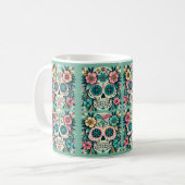Boho Zuckerschädel Kaffeetasse (Vorderseite Links)