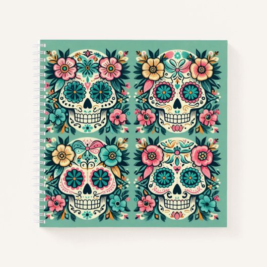 Boho Zuckerschädel Notizblock (Vorderseite)