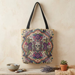 Boho-Zuckerschädel-Volks kunst Tasche