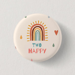 Boho Zwei Sekunden Geburtstag Rainbow Button