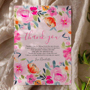 Bohoheme freche florale Wasserfarbe Brautparty Dankeskarte