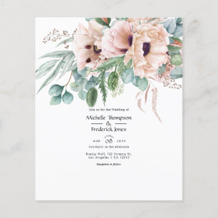 Bohoische Eukalyptus-Rosa Mohn-Hochzeit Flyer