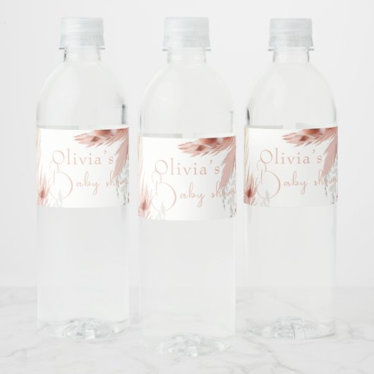 BohoPampas Grass Baby-Dusche Wasserflaschenetikett (Flaschen)