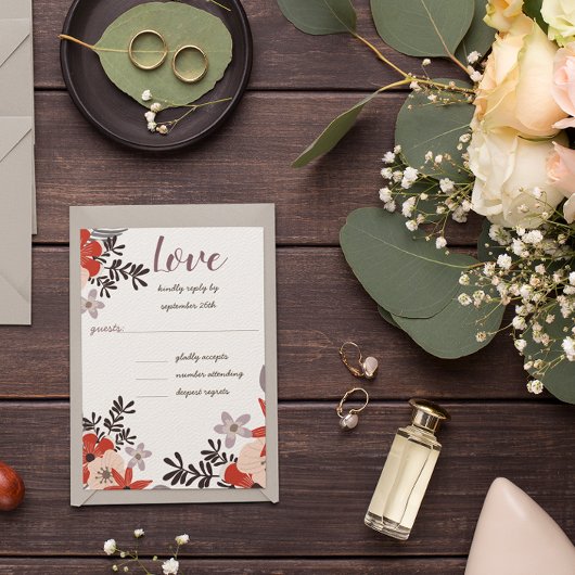 BohoRed Pink Lavender Lilac Floral Einladung UAWG