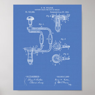 Bohrmaschinen 1893 Patent Kunst Blaupause Poster