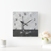 Bohrschloss (mit Zahlen) Quadratische Wanduhr (Zuhause)