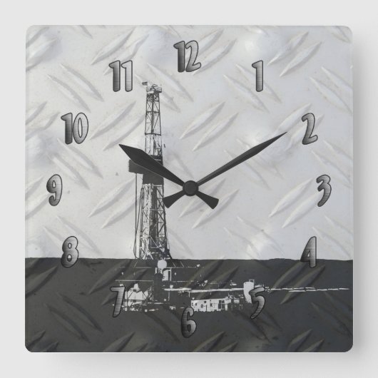 Bohrschloss (mit Zahlen) Quadratische Wanduhr (Vorderseite)