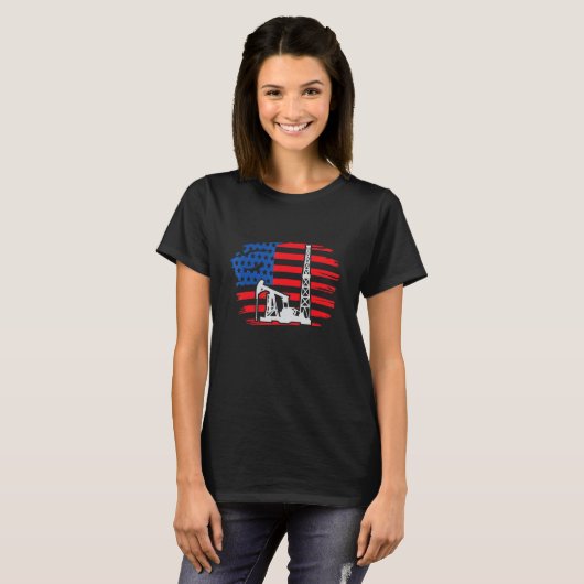 Bohrturm Amerika I Ölbohrturmbohrer T-Shirt (Vorne ganz)