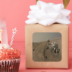 Bohrung Mars Curiosity Rote Marskulisse Quadratischer Aufkleber